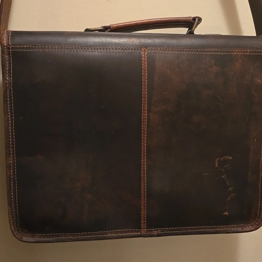 Vintage Style Dark Brown Leather Messenger Bag